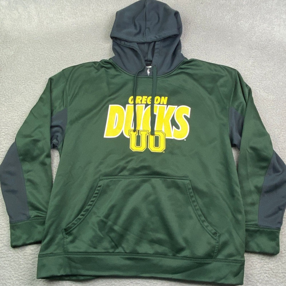 Oregon Ducks Hoodie Large Men Green‎ Graphic Sweater Russell Athletic OU